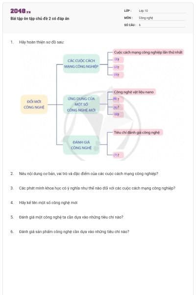 Bài tập ôn tập chủ đề 2 có đáp án