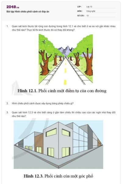 Bài tập Hình chiếu phối cảnh có đáp án