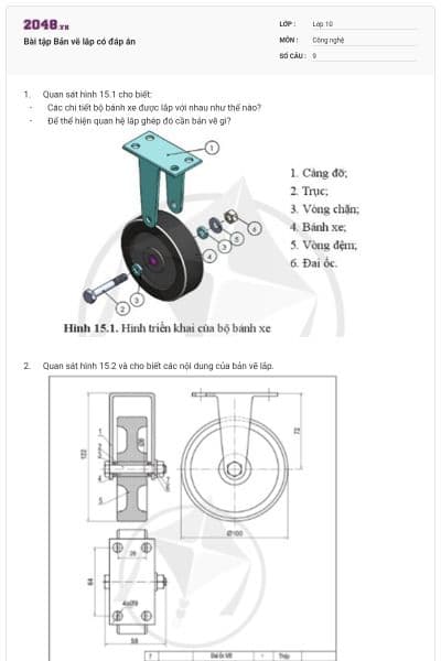 Bài tập Bản vẽ lắp có đáp án