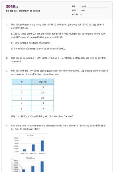 Bài tập cuối chương VI có đáp án