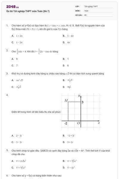 Ôn thi Tốt nghiệp THPT môn Toán (Đề 7)