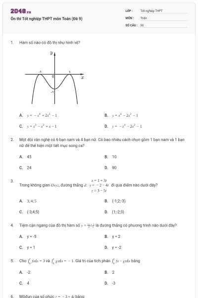 Ôn thi Tốt nghiệp THPT môn Toán (Đề 9)