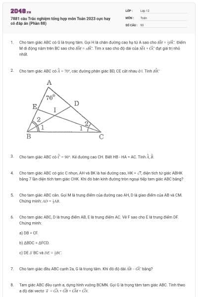 7881 câu Trắc nghiệm tổng hợp môn Toán 2023 cực hay có đáp án (Phần 88)