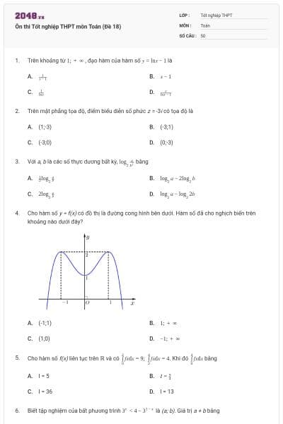 Ôn thi Tốt nghiệp THPT môn Toán (Đề 18)