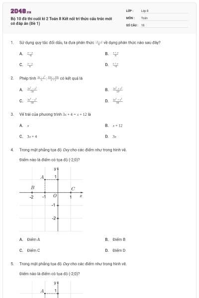 Bộ 10 đề thi cuối kì 2 Toán 8 Kết nối tri thức cấu trúc mới có đáp án (Đề 1)