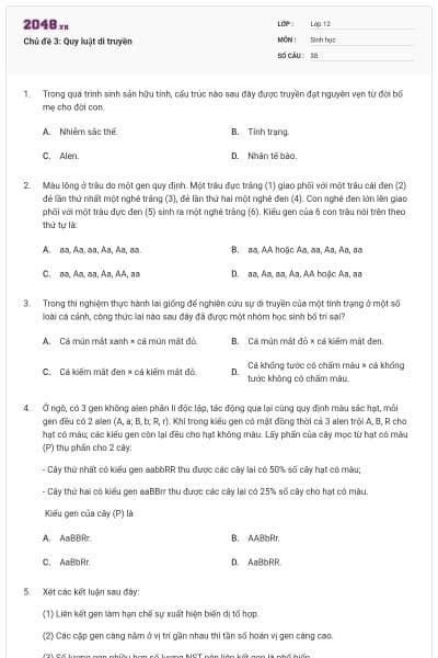 Chủ đề 3: Quy luật di truyền