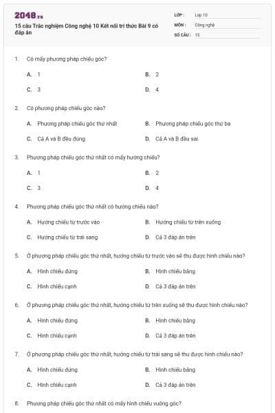 15 câu Trắc nghiệm Công nghệ 10 Kết nối tri thức Bài 9 có đáp án