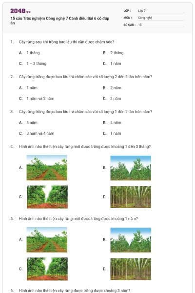 15 câu Trắc nghiệm Công nghệ 7 Cánh diều Bài 6 có đáp án
