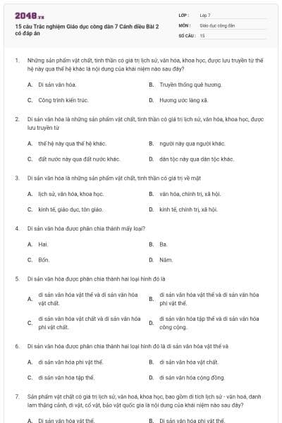 15 câu Trắc nghiệm Giáo dục công dân 7 Cánh diều Bài 2 có đáp án