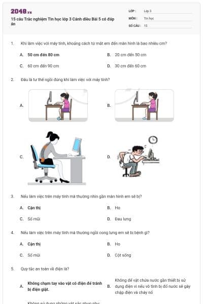 15 câu Trắc nghiệm Tin học lớp 3 Cánh diều Bài 5 có đáp án