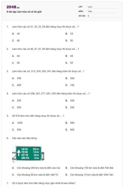 8 bài tập Làm tròn số có lời giải