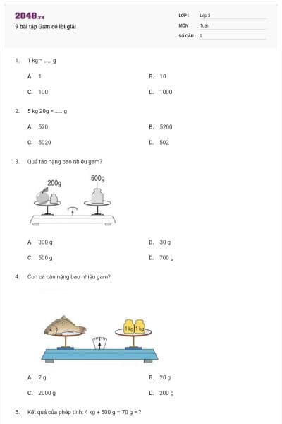 9 bài tập Gam có lời giải