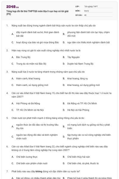 Tổng hợp đề thi thử THPTQG môn Địa lí cực hay có lời giải (P5)
