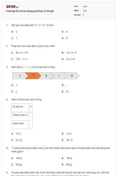 8 bài tập Em ôn lại những gì đã học có lời giải