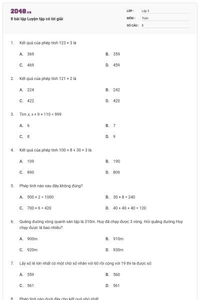 8 bài tập Luyện tập có lời giải