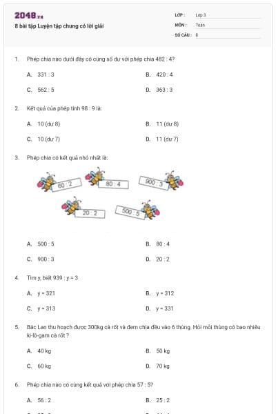 8 bài tập Luyện tập chung có lời giải