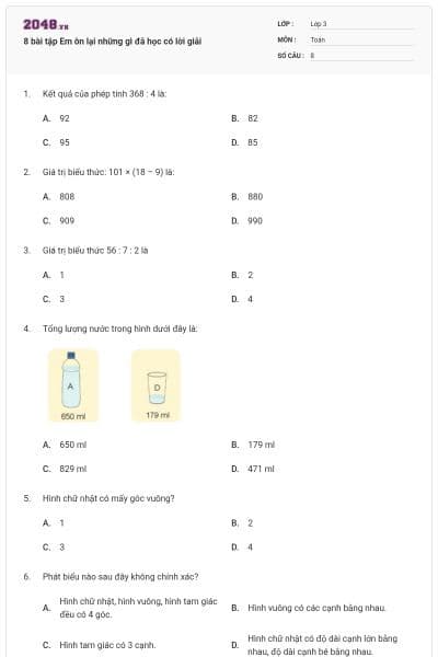 8 bài tập Em ôn lại những gì đã học có lời giải