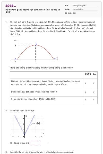 Đề thi Đánh giá tư duy Đại học Bách khoa Hà Nội có đáp án (Đề 8)