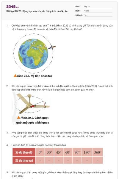 Bài tập Bài 20. Động học của chuyển động tròn có đáp án