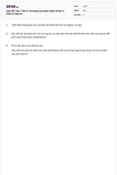 Giải SBT Văn 7 Bài 4: Quà tặng của thiên nhiên (Phần 3: Viết) có đáp án
