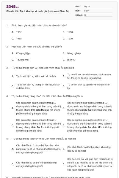 Chuyên đề - Địa lí khu vực và quốc gia (Liên minh Châu Âu)