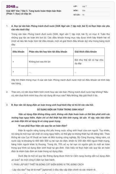 Giải SBT Văn 7 Bài 5. Từng bước hoàn thiện bản thân (Phần 1: Đọc) có đáp án
