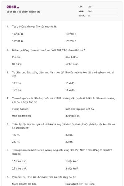 Vị trí địa lí và phậm vị lãnh thổ
