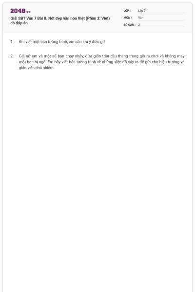 Giải SBT Văn 7 Bài 8. Nét đẹp văn hóa Việt (Phần 3: Viết) có đáp án