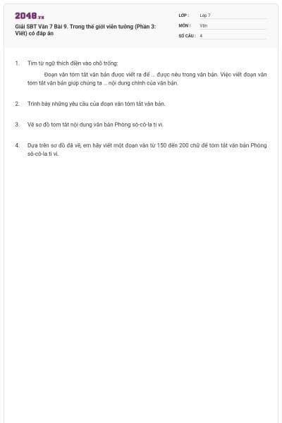Giải SBT Văn 7 Bài 9. Trong thế giới viễn tưởng (Phần 3: Viết) có đáp án