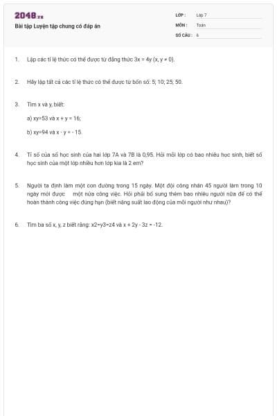 Bài tập Luyện tập chung có đáp án