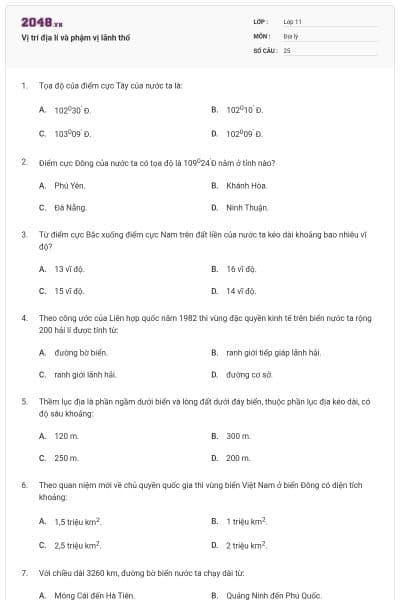 Vị trí địa lí và phậm vị lãnh thổ