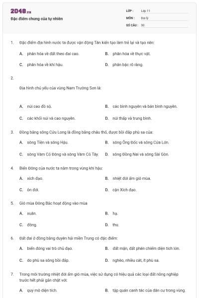 Đặc điểm chung của tự nhiên