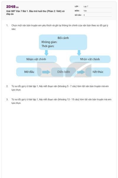 Giải SBT Văn 7 Bài 1. Bầu trời tuổi thơ (Phần 2: Viết) có đáp án