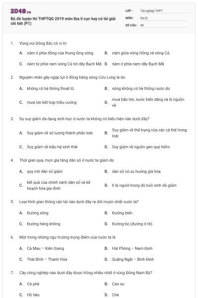 Bộ đề luyện thi THPTQG 2019 môn Địa lí cực hay có lời giải chi tiết (P1)