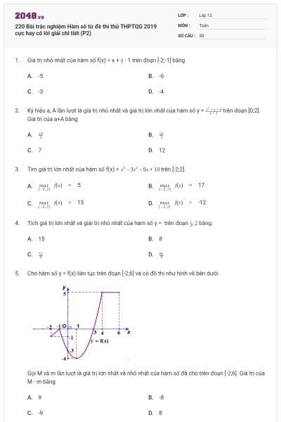 220 Bài trắc nghiệm Hàm số từ đề thi thử THPTQG 2019 cực hay có lời giải chi tiết (P2)