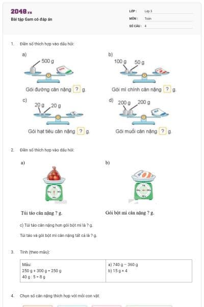 Bài tập Gam có đáp án