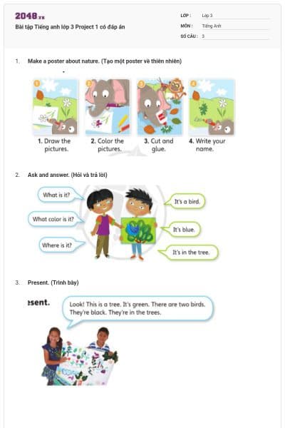 Bài tập Tiếng anh lớp 3 Project 1 có đáp án