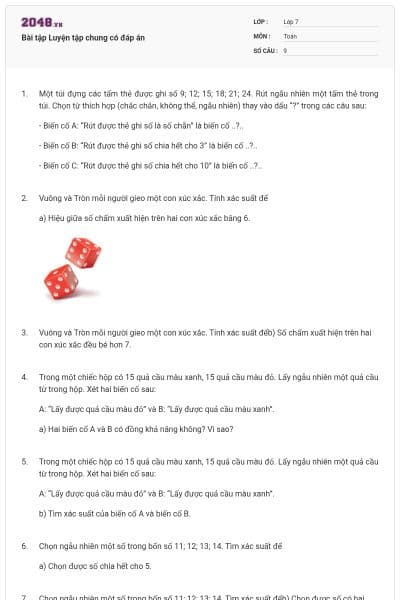 Bài tập Luyện tập chung có đáp án