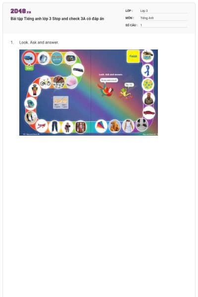 Bài tập Tiếng anh lớp 3 Stop and check 3A có đáp án