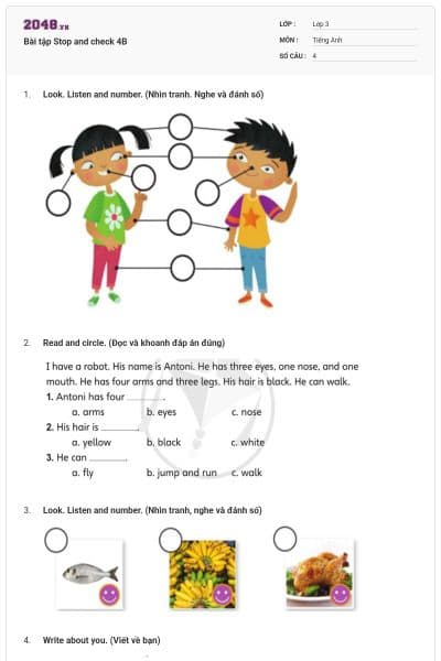 Bài tập Stop and check 4B