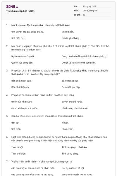 Thực hiện pháp luật (bài 2)