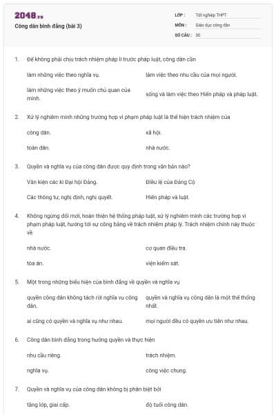 Công dân bình đẳng (bài 3)