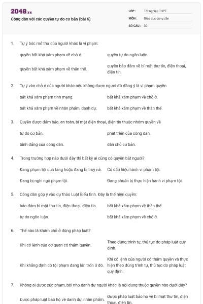 Công dân với các quyền tự do cơ bản (bài 6)