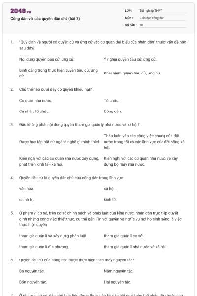 Công dân với các quyền dân chủ (bài 7)