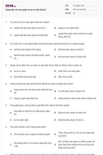 Công dân với các quyền tự do cơ bản (bài 6)