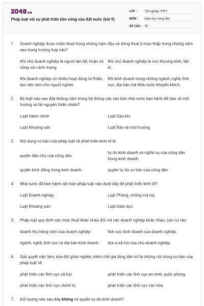 Pháp luật với sự phát triển bền vững của đất nước (bài 9)