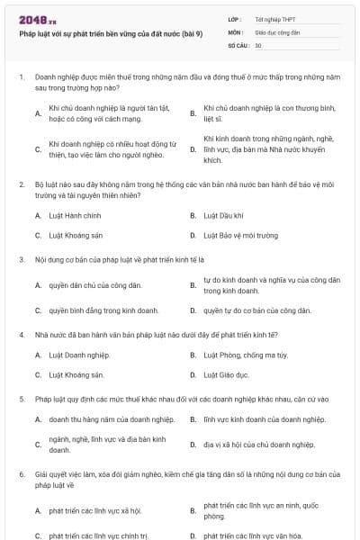 Pháp luật với sự phát triển bền vững của đất nước (bài 9)