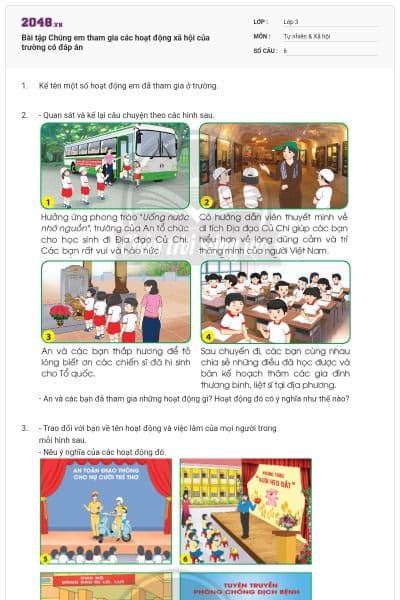 Bài tập Chúng em tham gia các hoạt động xã hội của trường có đáp án