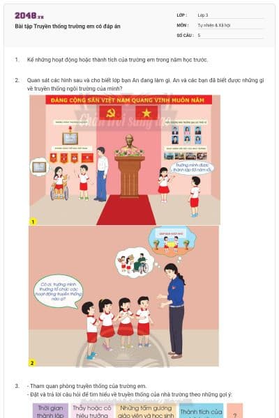 Bài tập Truyền thống trường em có đáp án