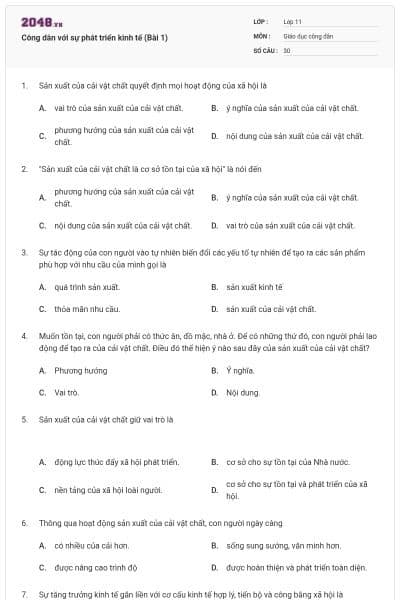 Công dân với sự phát triển kinh tế (Bài 1)